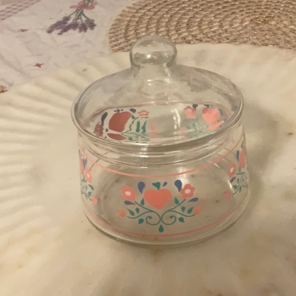 Floral Glass Trinket Box with Lid